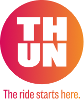 THUN Logo und Claim: The Ride Starts Here.